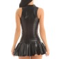 Deep V-neck Faux Leather Night Dress