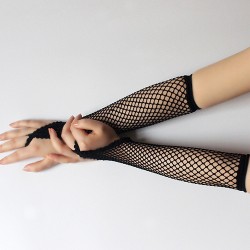 Finger Hooking Fishnet Dancing Show Gloves