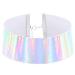 Flocked Webbing Wide Choker - Laser