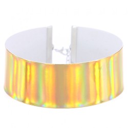 Flocked Webbing Wide Choker - Laser