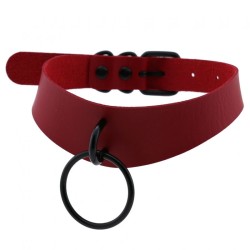 Black Round Ring Leather Collar