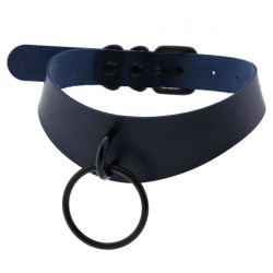 Black Round Ring Leather Collar