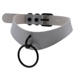 Black Round Ring Leather Collar