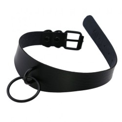 Black Round Ring Leather Collar