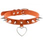 Spike Studded Heart Pendant Leather Collar