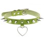 Spike Studded Heart Pendant Leather Collar