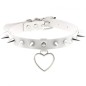 Spike Studded Heart Pendant Leather Collar