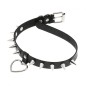 Spike Studded Heart Pendant Leather Collar