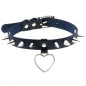 Spike Studded Heart Pendant Leather Collar