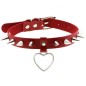 Spike Studded Heart Pendant Leather Collar