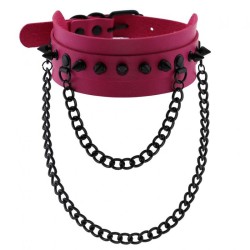 Rivet Collar With Double Black Chain