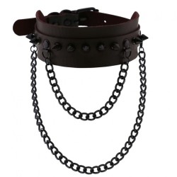 Rivet Collar With Double Black Chain