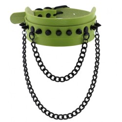 Rivet Collar With Double Black Chain