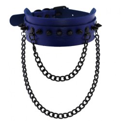 Rivet Collar With Double Black Chain