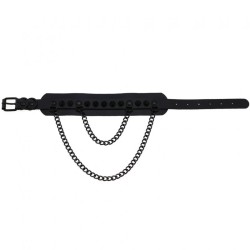 Rivet Collar With Double Black Chain