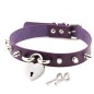 Studded Heart Lock Pendant Collar