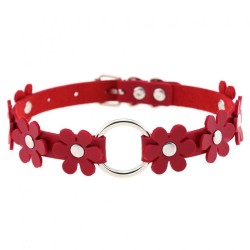 Flower PU Leather O-Ring Collar