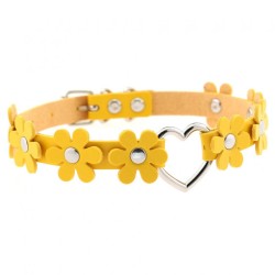 Flower PU Leather Heart Collar