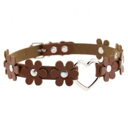 Flower PU Leather Heart Collar