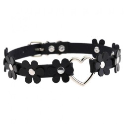 Flower PU Leather Heart Collar