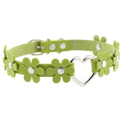 Flower PU Leather Heart Collar