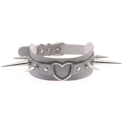 Extra Long Spikes Heart Ring Collar