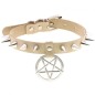 Rivet Pentagram Pendant Leather Choker