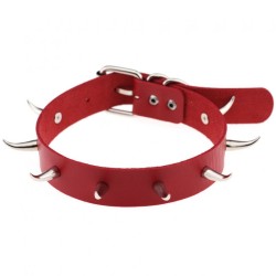 Spiked Rivet Leather Collar