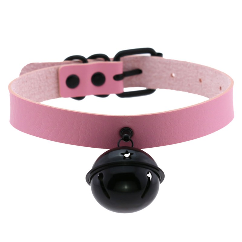 Leather Black Bell Pendant Collar