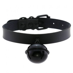 Leather Black Bell Pendant Collar