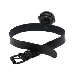 Leather Black Bell Pendant Collar