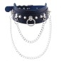 PU Leather Silver Nail Collar With Chain