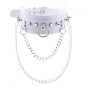 PU Leather Silver Nail Collar With Chain