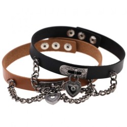 Heart Lock Leather Collar Neck Strap