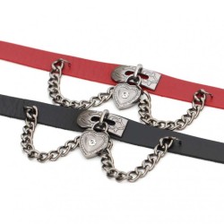 Heart Lock Leather Collar Neck Strap