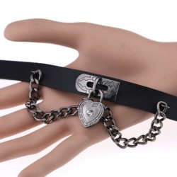 Heart Lock Leather Collar Neck Strap