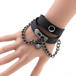 Heart Lock Leather Collar Neck Strap