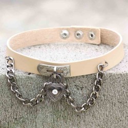 Heart Lock Leather Collar Neck Strap