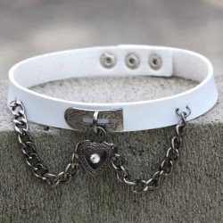 Heart Lock Leather Collar Neck Strap