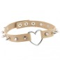 Sliver Heart Spiked Rivet Leather Collar