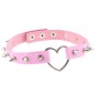 Sliver Heart Spiked Rivet Leather Collar