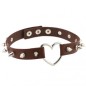 Sliver Heart Spiked Rivet Leather Collar