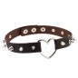 Sliver Heart Spiked Rivet Leather Collar