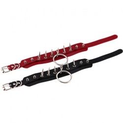 Double Layer PU Leather Silver Nail Collar