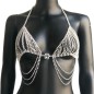 BC201 Layered Rhinestone Chain Tassel Bra T-Back Set