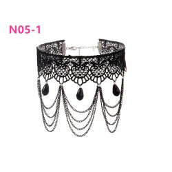 N305 Chain Tassel Gothic Lace Collar