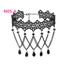 N305 Chain Tassel Gothic Lace Collar