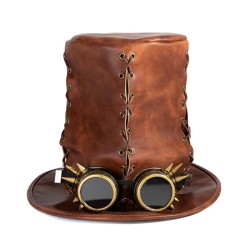 Men's Steampunk Sutural High Hat with Glasses