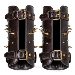 Men Leather Bracers Zipper