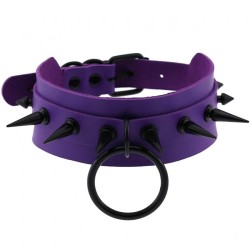 Double Layer PU Leather Black Nail Collar